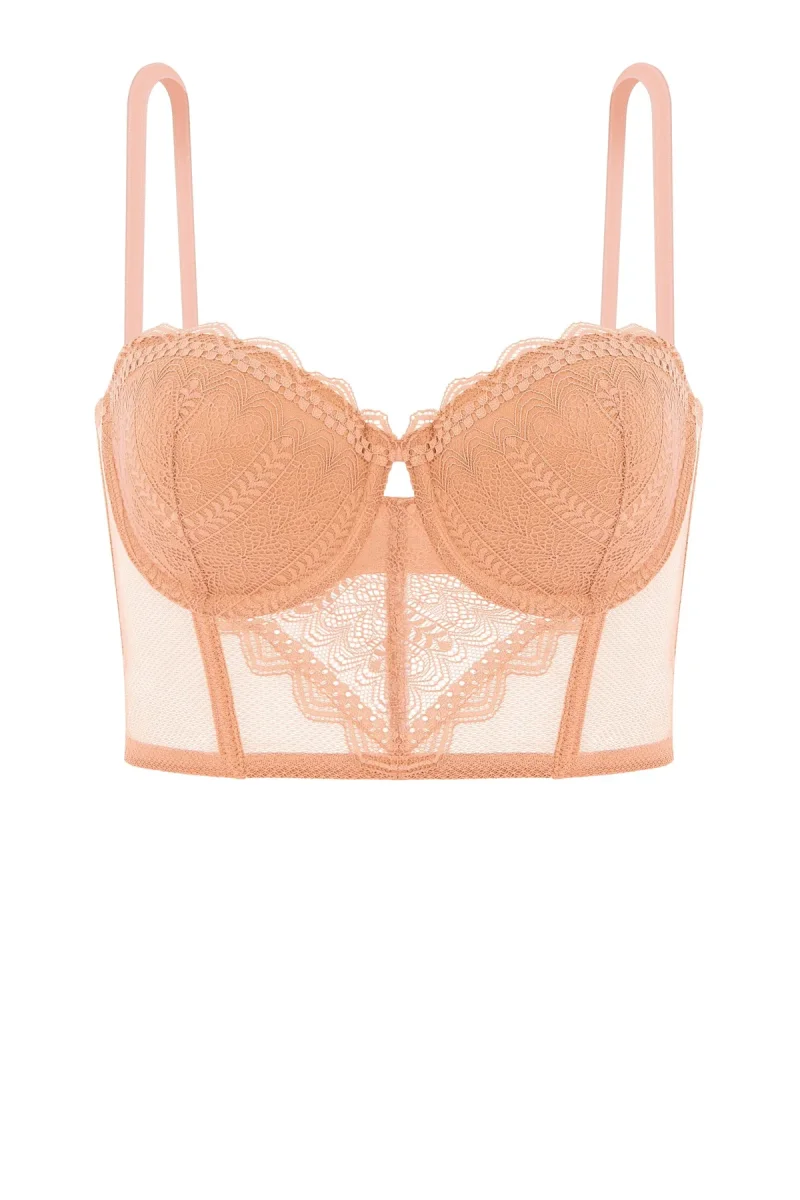 WeWeus Olivia Dantelli Büstiyer Sütyen - Desteksiz - Fashion - 2502 - Kavuniçi