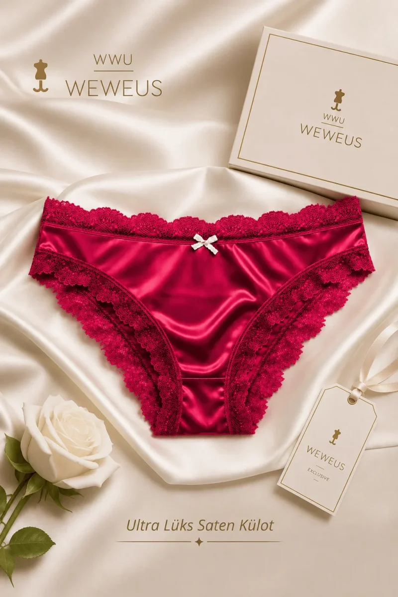 WeWeus Panties for Women — Lace Detail, Satin Finish · Burgundy